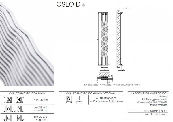 Brandoni Oslo D Designheizkörper mit doppelten wellenförmigen Rohren