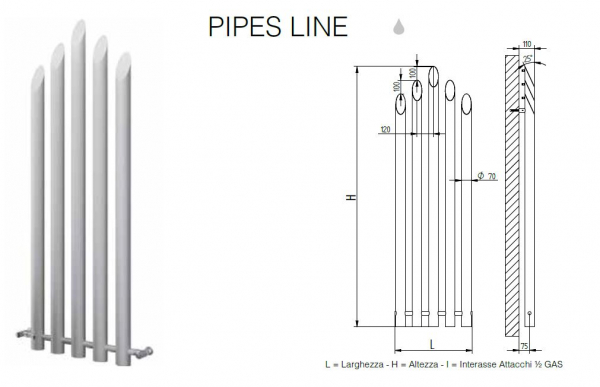 Brandoni Pipes Line Designheizkörper Dekorationsobjekt Orgelpfeifen