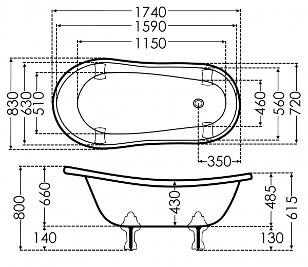 Börsting Nostalgie-Badewanne Mineralguss Marie mit hoher Rückenlehne freistehend, Luxus-Design für Ihr Traumbad