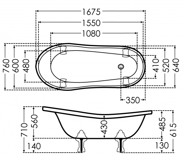 Börsting Nostalgie-Badewanne Mineralguss Marie groß 30100b freistehend, Luxus-Design für Ihr Traumbad