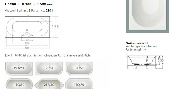 Börsting Rechteckwanne Titanic 1900 Acryl-Badewanne mit optionalem Whirlpool, modernes Design für Ihr Traumbad