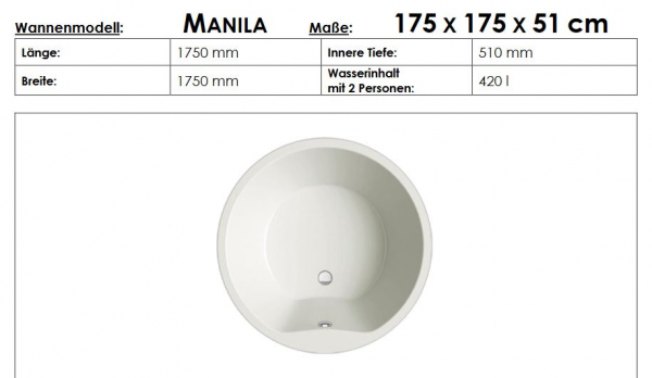 Börsting Rundwanne Manila runde Acryl-Badewanne mit optionalem Whirlpool, Luxus-Design für Ihr Traumbad