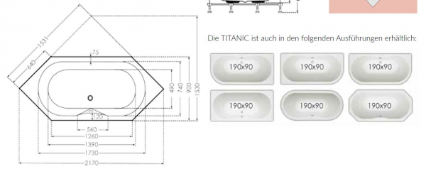 Börsting Sechseckwanne Titanic 2170 Acryl-Badewanne mit optionalem Whirlpool, modernes Design für Ihr Traumbad