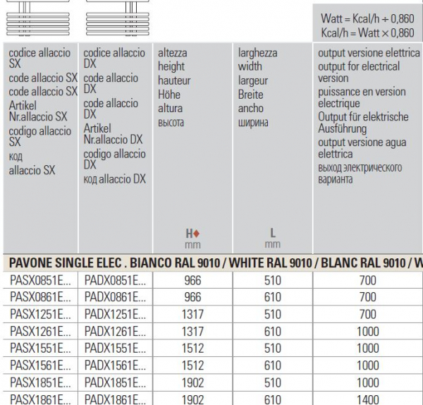 Caleido Pavone single weiß Elektroheizkörper Designheizkörper Heizkörper