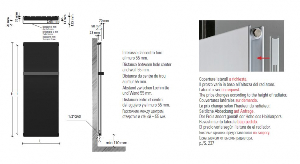 Caleido Ice bagno double vertical Designheizkörper Heizkörper mit Handtuchhaltern