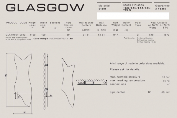 Carisa Glasgow Stahlheizkörper Raumheizkörper