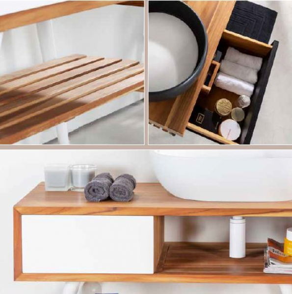 Cipi Feelgood small exklusive Kommode, Unterschrank für Waschbecken aus Teakholz und Mahagoni