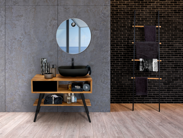 Cipi Feelgood small exklusive Kommode, Unterschrank für Waschbecken aus Teakholz und Mahagoni