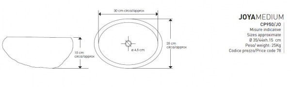 Cipi Joya Medium Aufsatzwaschbecken aus Flussstein