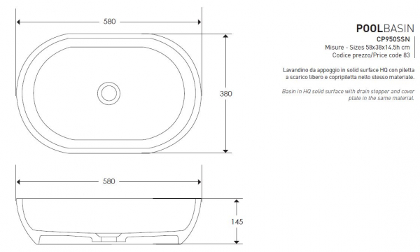 Cipi Pool Aufsatzwaschbecken aus Solid Surface