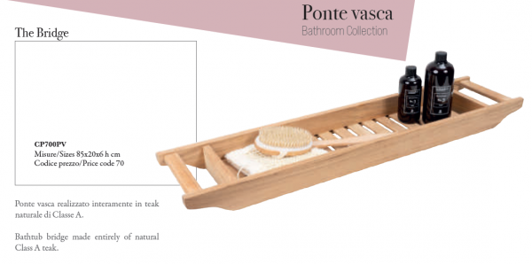 Cipi The Bridge  Ablage für Badewanne aus hochwertigem Teakholz