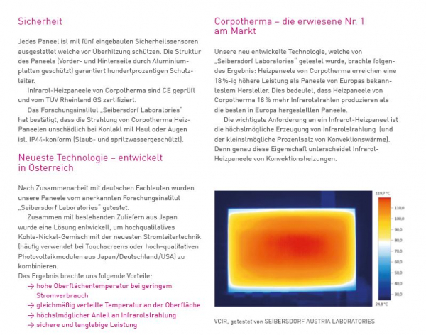 Infrarotheizkörper Glas schwarz von Corpotherma