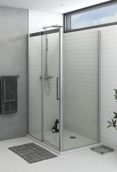 Dansani XXL Dusche Großraumdusche Schiebetür Duschtür Classic 120 - 160 cm mit Seitenwand, modernes Design für Ihr Traumbad