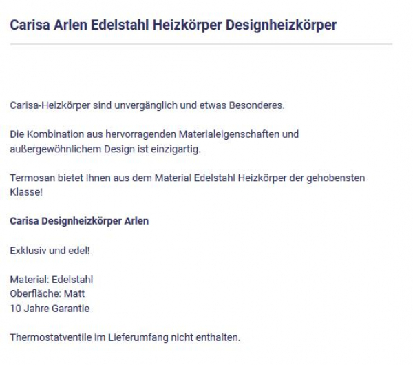 Edelstahl Designheizkörper Arlen von Carisa