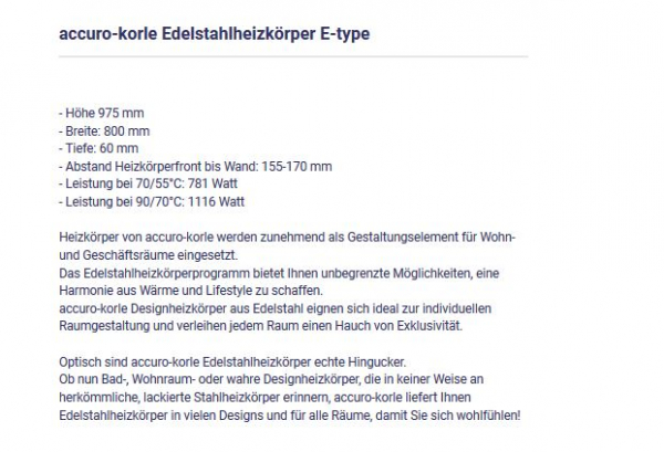 Edelstahl-Heizkörper E-type von accuro-korle Design