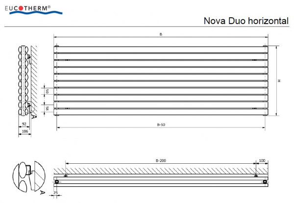 Eucotherm Euco-Nova Duo horizontal Raumheizkörper Designheizkörper