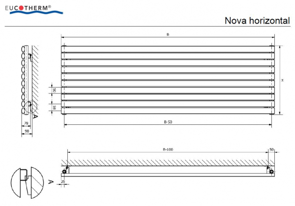 Eucotherm Euco-Nova horizontal Raumheizkörper Designheizkörper
