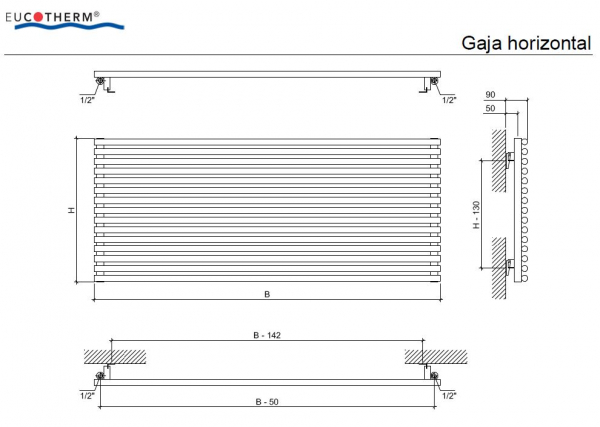 Eucotherm Gaja horizontal Röhrenheizkörper Raumheizkörper Designheizkörper