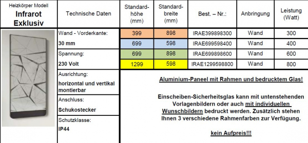 Eucotherm Infrarotheizkörper mit Bild Infrarot-Paneel Exklusiv