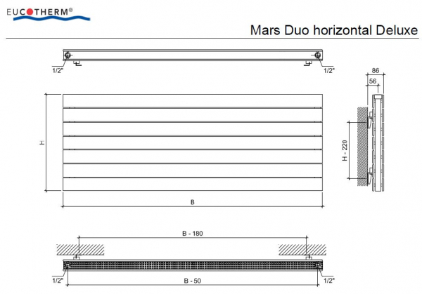 Eucotherm Mars Duo Horizontal Deluxe Raumheizkörper Paneelheizkörper Designheizkörper
