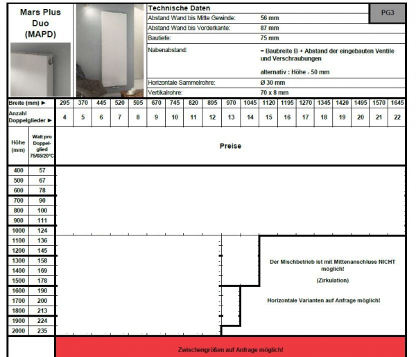 Eucotherm Mars Plus Duo Raumheizkörper Paneelheizkörper Designheizkörper