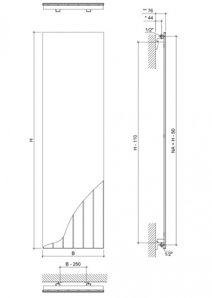 Eucotherm Mars Vitro Eco mit Glasabdeckung Raumheizkörper Designheizkörper