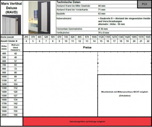 Eucotherm Mars vertikal Deluxe Raumheizkörper Paneelheizkörper Designheizkörper