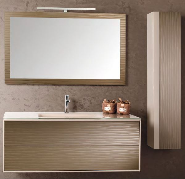 Parigi Mirror Badmöbelset 1|121 cm con Cristrallo Crema e fianchi CRM von Euro Bagno