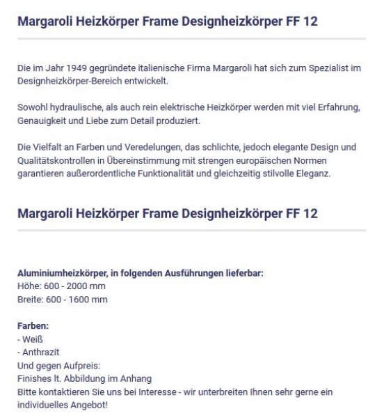 Frame FF 12 Designheizkörper von Margaroli