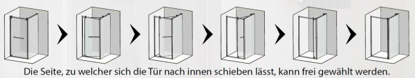 GEO S6 Schwenk-Schiebetür mit Seitenteil Silberglanz, Schwarz oder Brushed Gold