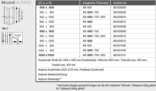 GEO maw flex A-E430 Duschkabine Eckeinstieg Faltwand mit Drehtür an Fixteil Eckdusche