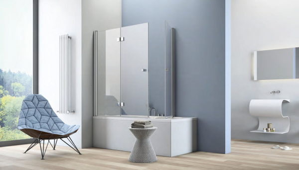 GEO maw flex Badewannenaufsatz Spritzschutz Faltwand 2-teilig mit Pendeltür für Badewanne A-B410