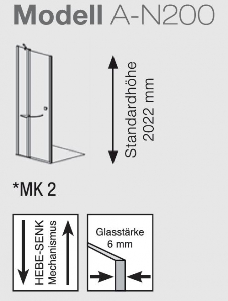 GEO Schwenktür mit Festteil für Nische A-N200 maw flex