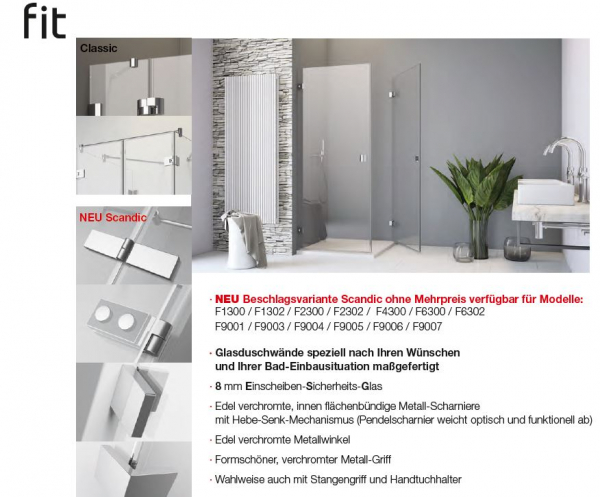 GEO maw Fit F-4100 Duschkabine Eckeinstieg mit 2 Schwenktüren Eckdusche Aufmaß inklusive