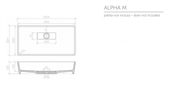 Graziano radiators Waschbecken Alpha M aus Acrylstein, italienisches Design für Ihr Traumbad