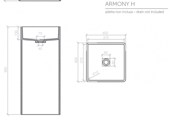 Graziano radiators Waschbecken Armony H aus Acrylstein, italienisches Design für Ihr Traumbad