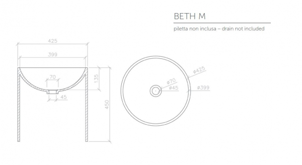 Graziano radiators Waschbecken Beth M aus Acrylstein, italienisches Design für Ihr Traumbad