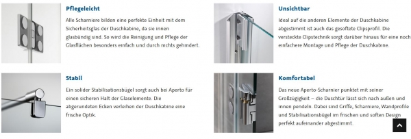 HSK Aperto U-Kabine mit Falttüren an Wand klappbar Vorwanddusche U-Dusche