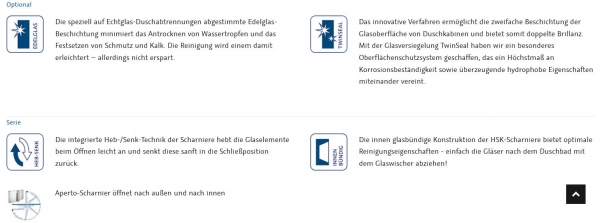 HSK Aperto Pur Pendeltür Drehtür an Seitenteil Nischentür Duschtür inkl. Aufmaß