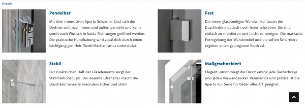 HSK Aperto Pur Pendeltür Drehtür an Seitenteil Nischentür Duschtür inkl. Aufmaß