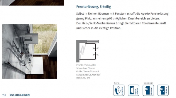 HSK Aperto U-Kabine Fensterlösung Duschkabine mit Pendeltüren Montage vor Fenster