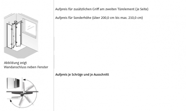 HSK Aperto U-Kabine Fensterlösung Duschkabine mit Pendeltüren Montage vor Fenster