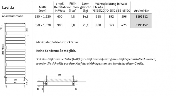 HSK Designheizkörper Lavida Handtuchheizkörper Badheizkörper mit Aussparungen für Handtücher