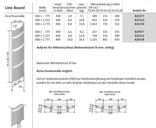 HSK Designheizkörper Line Round Handtuchheizkörper Badheizkörper mit Aussparungen für Handtücher