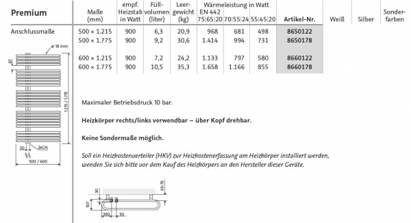 HSK Designheizkörper Premium Handtuchheizkörper Badheizkörper mit Aussparungen für Handtücher