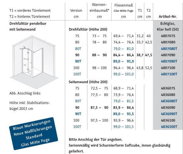 HSK Exklusiv 2.0 Drehfalttür mit Seitenwand Eckdusche Fronteinstieg