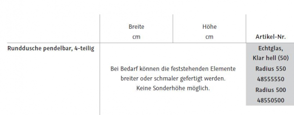 HSK Exklusiv 2.0 Runddusche pendelbar 4-teilig