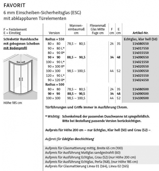 HSK Favorit Runddusche mit Schiebetüren Viertelkreis Duschkabine