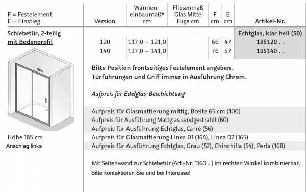 HSK Favorit Schiebetür 2-teilig Nischentür Duschabtrennung