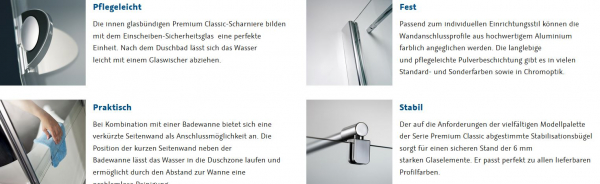 HSK Premium Classic Drehtür mit Seitenwand Eckdusche mit Fronteinstieg